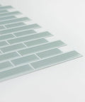 Sea Glass Peel And Stick Backsplash Tiles Blue 10.5 Inch By 10.5 Inch Four Panels Self Adhesive Easy To Install High Shine Kitchen Backsplash