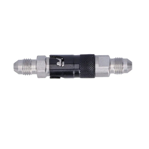 Top Tier AN3 Quick Disconnect Coupler Aluminum Alloy Brake Line Adapter For Turbo Swap Jobs And Hydraulic Brake System Upgrades Featuring Leak Proof Seal Design And Rotating Joint For Hardcore Motorsports Gearheads, black and silver