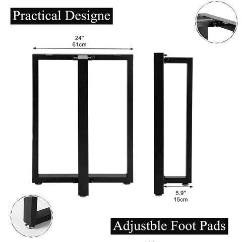 Beefy Heavy Duty T Shape Metal Table Legs 28x24 Inch Industrial Desk Legs Set Black 2 Pack Engineered To Hold Up To 800lbs