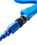 Top Shelf Aluminum Air Hose Fittings Kit Featuring Quick Connect Coupler And Industrial Air Plug One Hand Operation Rock Solid Six Ball Lock Design 1/4 Inch Blue Compressor Gear with blue quick connect coupler