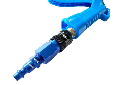 Top Shelf Aluminum Air Hose Fittings Kit Featuring Quick Connect Coupler And Industrial Air Plug One Hand Operation Rock Solid Six Ball Lock Design 1/4 Inch Blue Compressor Gear with blue quick connect coupler