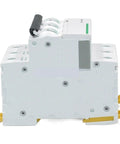 Pro Level Rock Solid Three Pole Fifty Amp Mini Circuit Breaker With Type D Curve and Heavy Hitter Industrial Switchgear side view.