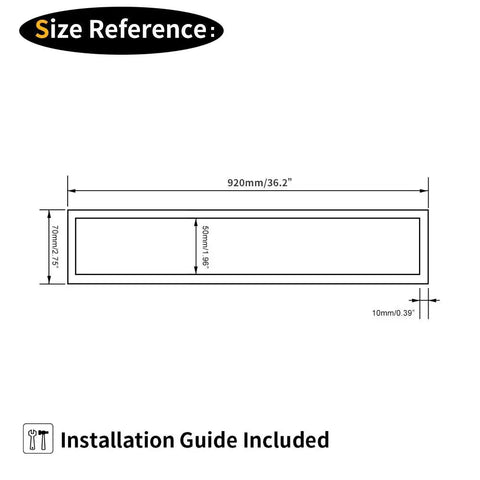 Diagram showing Matte Black 36 Inch Stainless Steel Bathroom Towel Bar Wall Mount dimensions with installation guide.