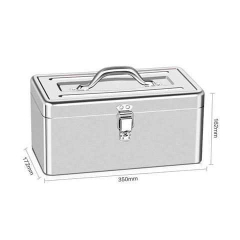 Hella Durable Waterproof Stainless Steel Tool Box With Dead Simple Dual Latches And Detachable Storage Tray, 350mm x 172mm x 162mm
