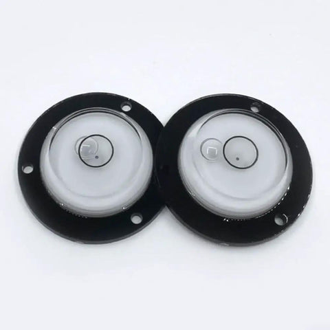 Sumsoctober 2pcs Round for spirit Level Bubbles Horizontal Measuring Kit, durable black circular levels with clear bubbles.