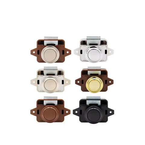 Push Button Drawer Lock Latch Set For RVs And Boats Black Button Switch Handle Wardrobe And Cabinet Door Lock No Fuss Push Release set
