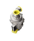 Top Rated Electric Water Pump And Mounting Bolts For BMW Cooling Systems Straight Fire Performance, silver pump with yellow hoses.