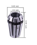 ER11 Spring Collet Nut Set For CNC Engraving And Lathe Milling Quarter Inch Collet Chuck dimensions labeled