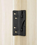 Close-up of Hella Sturdy Heavy Duty Galvanized Steel Bed Rail Bracket For Reinforcing Creaky Bed Frames attached to wood.