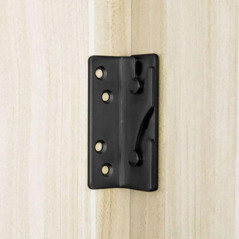 Close-up of Hella Sturdy Heavy Duty Galvanized Steel Bed Rail Bracket For Reinforcing Creaky Bed Frames attached to wood.