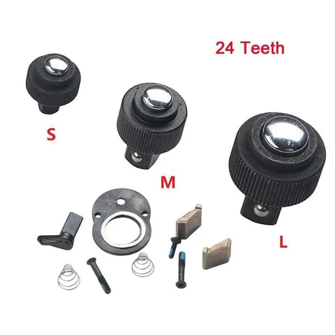 24 Tooth Ratchet Wrench Repair Kit For 1/4, 3/8, And 1/2 Inch Drive Sockets With Chrome Plated Reversible Handle parts.