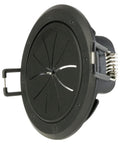 Side view of round black Construct Pro spring-lock cable pass-through port, 2-inch inner diameter