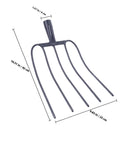 Beast Of A Handheld Manure Fork For Farm And Garden Use With Five Solid Tines, shown with dimensions in inches and cm