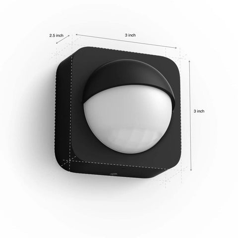 Outdoor Motion Sensor For Smart Home Lighting, 160-Degree Detection, Dusk-to-Dawn Auto On, Weatherproof, Black, 3x3 inches