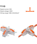 Universal Compact Wire Connector One Input Five Or Ten Outputs Quick Push Terminals For Fast Tool Free Splitter Wiring In Homes And Commercial Projects With Tin Plated Copper Contacts And Flame Retardant Housing, T110 39mm