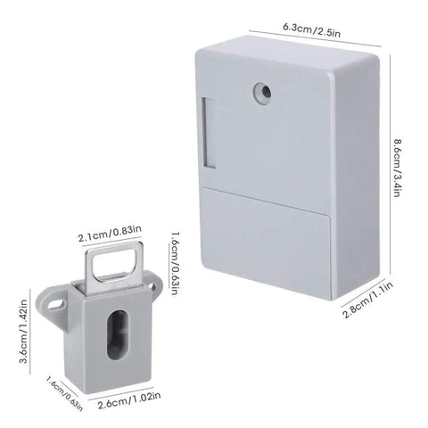 Hassle Free 125 Khz Smart Cabinet Lock With Electronic Rfid Card Access For Warehouse Sauna Library Office Locker No Drill Gray Anti Smash Self Locking Body Straightforward Installation, showing lock and components.