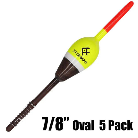 Balsa Fishing Floats Assortment Set For Crappie Panfish Walleyes Spring Bobbers Tackle Kit High Visibility Top Seven Eighths Inch Oval 5 Pack