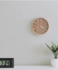 Ultra Thin Digital Clock With Wide Lcd Panel And Adhesive Mount For Car Dashboard Home Desk Ride Ready displaying time 7:34 on a table.