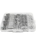 Heavy Duty Shelf Pegs And Pins Set For Cabinets And Bookshelves in clear plastic case, durable steel for shelves, closets, and garages