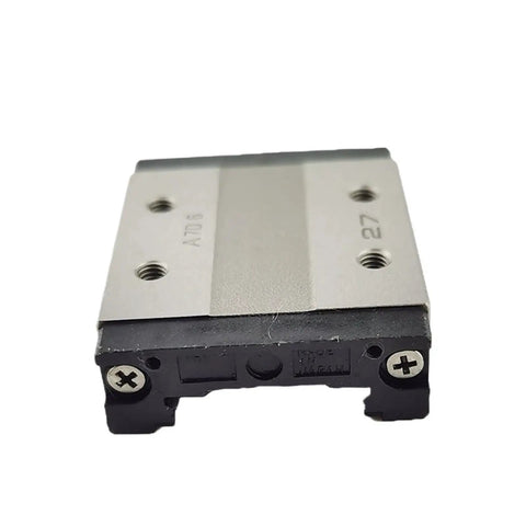 Top Tier Linear Guide Rail Slider With Smooth Glide Action SHW12CRM GK Block Carriage For Precision CNC Robotics And DIY Projects That Need Serious Muscle front view of rail slider with metallic surface