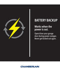 Battery backup feature infographic for Bulletproof Smart Garage Door Opener With Smooth Belt Drive Plus Reliable Battery Backup.