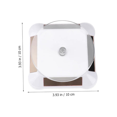 Solar Powered Rotating Display Turntable For Jewelry Phones And Accessories Lightweight Compact Electric Showcase Stand With Good Load Capacity top view of the turntable measuring 10cm