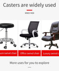 Universal Office Chair Casters Heavy Duty Rubber Wheels With Dead Silent Swivel Tread Zero Hassle Click Fit Design Smooth Operator Glide Rollers For Home Desk Setup shown with leisure, office, and luxury swivel chairs.