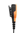 Side view of IP65 Waterproof Shoulder Microphone for Vertex VX-6R VX-7R VX-120 VX-170 FT270 Yaesu with clip and cord visible.