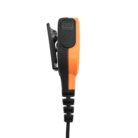 Side view of IP65 Waterproof Shoulder Microphone for Vertex VX-6R VX-7R VX-120 VX-170 FT270 Yaesu with clip and cord visible.