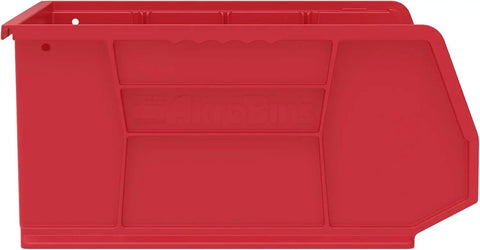 Side view of the Stackable Storage Bins Set Heavy Duty Plastic Organizers With 75 Lb Capacity for Space Saving Pantry Garage Craft Room, Red