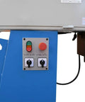 Control panel of Built Tough 3HP Industrial Tube Profile Belt Grinder And Sander with settings and emergency stop.