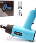 Blue Powerful 1200W Heat Gun With Dual Temperature Settings 60C To 500C Heats Up Fast To 932F Includes 2 Nozzles and packaging