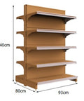 Rock Solid Five Tier Storage Shelves Double Sided Adjustable Metal Shelving Unit with dimensions 140cm height, 80cm width, and 93cm depth.