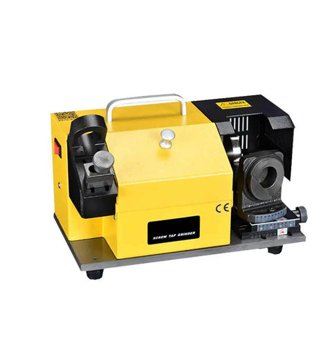Hassle Free Screw Tap Sharpener Grinder For Swift Threading Touch Ups M5 To M20 Range with yellow design and precision focus.
