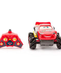 Lightning McQueen Light Up Remote Control Car With Monster Truck Wheels, 2.4GHz RC Toy For Outdoors, Easy Grip Controller.