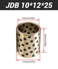 Ten Pack Brass Sleeve Bearings 10mm Bore 12mm OD 25mm Length Oilless Self Lubricating Graphite Bushings shown with dimensions.