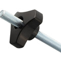 Four Pack M8 T Slot Bolts And Knobs Clamps With Plastic Handles For Woodworking Jigs Fixtures, Heavy Duty Workbench T Track Accessories Kit In Silver Black To Lock Your Project Down Smooth. Black plastic knob on M8 threaded bolt for T-track woodworking clamp.