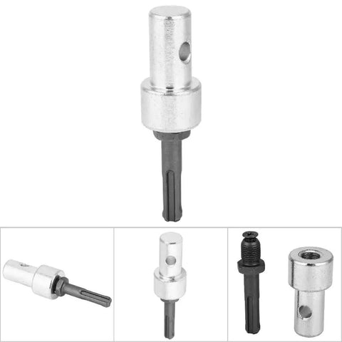Heavy Duty Sturdy Steel Earth Auger Power Drill Adapter for SDS Plus Drills, showing silver and black components