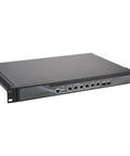 Next Level Firewall Mini Workstation With I7 Chipset And Dual 10G Fiber Ports Plus Six 2.5GbE Lan Cards For Unmatched Throughput and Badass Rack Mount Security Rig Barebones Routeros Ready For Your Setup, black rackmount design with multiple ports.