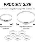10 Pack CV Boot Clamps Kit With Stainless Steel Banding Tool, Adjustable Large 50 to 120mm And Small Clamps, shown in sizes