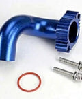 Blue Anodized Aluminum Header For TRX 2.5 2.5R 3.3 RC Cars Beefed Up Upgrade Durable Aluminum Exhaust Header For Nitro RTR Vehicles Performance Boosts Airflow For Peak Power And Smoother RPM On Nitro RCS