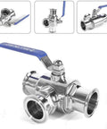 Badass Stainless Steel Sanitary Ball Valve With PTFE Lining And Locking Handle For Heavy Duty Fluid Control and reliable shutoff shown from side angle.
