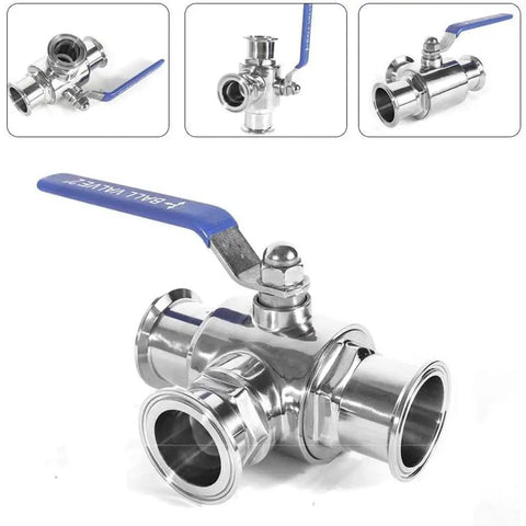 Badass Stainless Steel Sanitary Ball Valve With PTFE Lining And Locking Handle For Heavy Duty Fluid Control and reliable shutoff shown from side angle.