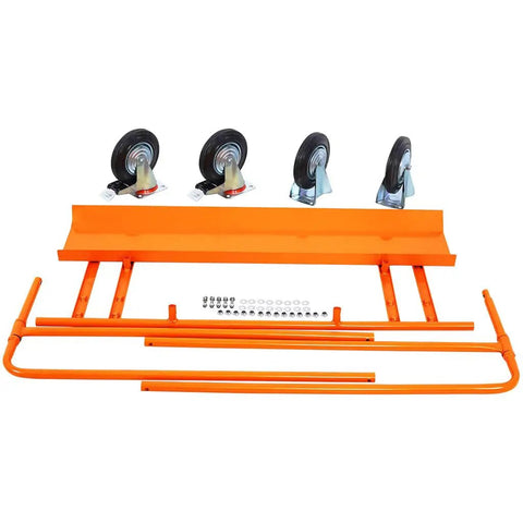 Heavy Duty Drywall Panel Dolly With 8 Inch Wheels And Locking Casters 1800 Lbs Capacity Steel Folding Sheetrock Cart For Moving Drywall Plywood Wood Panels Tough As Nails orange steel frame with 8-inch wheels and hardware
