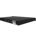 Top Shelf One U Rackmount Firewall Box Running Intel Core I7 9700 With Eight Gigabit Lan Ports And Dual 10G Uplinks Nailed Down For OPNSense Networks Rock Solid Performance Ready To Roll Out Barebone Model rear view showing ports and power supply.