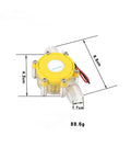 Front view of Mini Micro Hydro Water Flow Generator Kit 80V 12V 5V 10W Turbine for Small Rivers and Streams, Durable Marine Grade Build, Yellow.