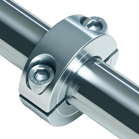Set Of Four Three Quarters Inch Bore Zinc Plated Shaft Collar With Double Split Clamp On Design installed on rod