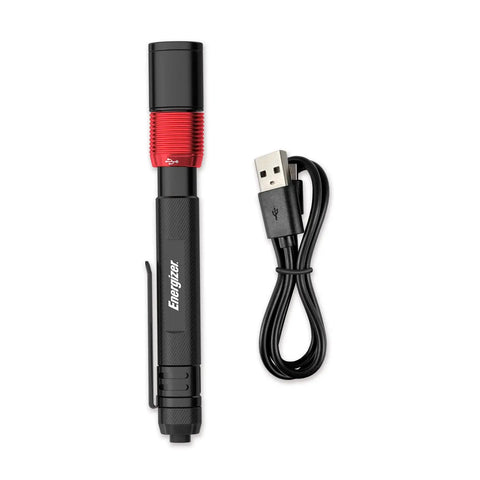 Rechargeable Pen Light Flashlight X 400 Tiny But Mighty Pocket Size Workhorse shown with USB charging cable