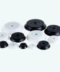 Heavy Duty Industrial Pneumatic Vacuum Sucker Pad For Powerful Manipulator Lifting H125 Model, various sizes in black and white.