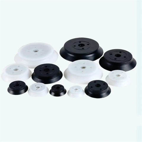 Heavy Duty Industrial Pneumatic Vacuum Sucker Pad For Powerful Manipulator Lifting H125 Model, various sizes in black and white.